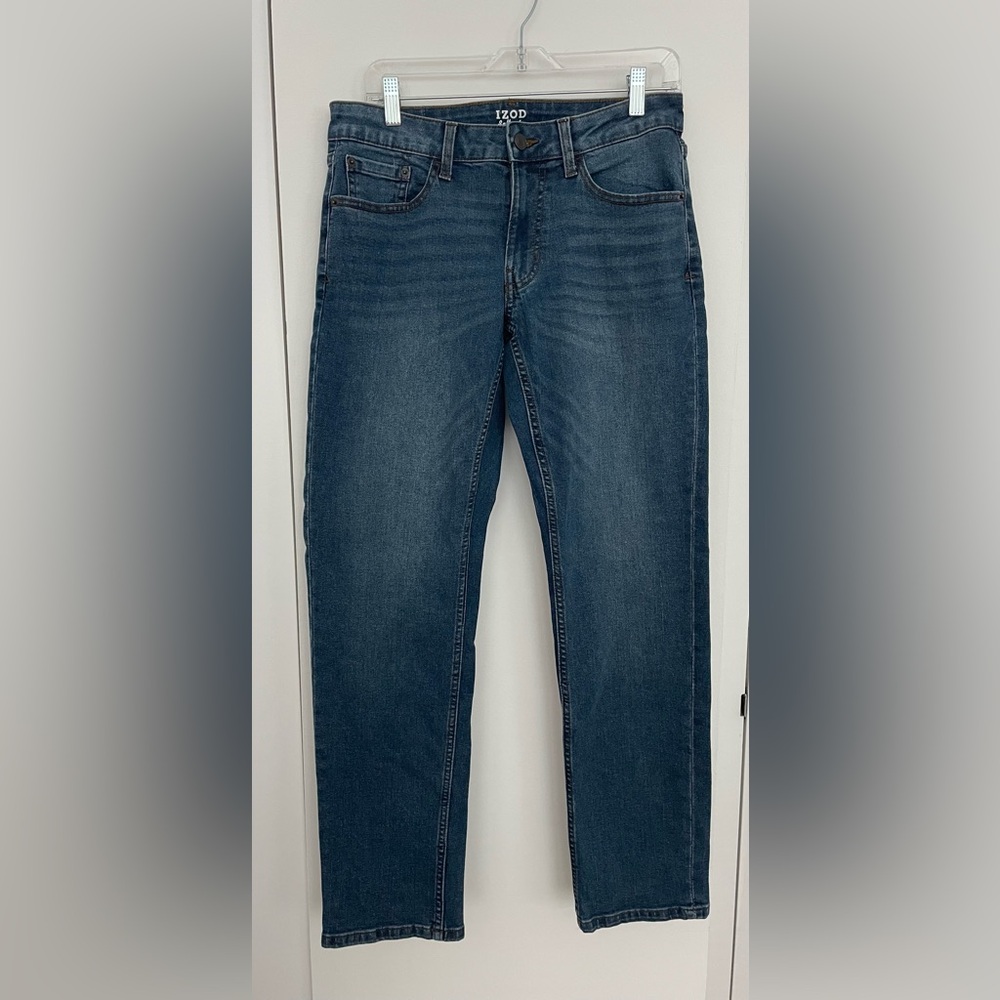 Izod Saltwater Men’s Comfort Stretch Straight Fit Jeans, Blue, 30W x 32L, NWOT